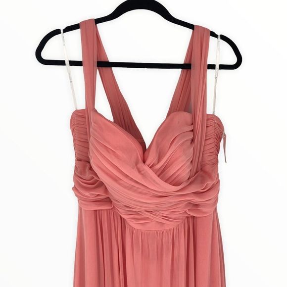 Jenny Yoo Full Length Convertible Chiffon Dress Gown Apricot size 14 NWT JY515 - Picture 4 of 16